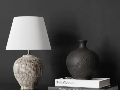  Eno Ceramic Kelantis Carved Shade Lamp Model, White 