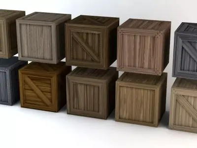 Wooden Crates Pack Low-poly 3D model