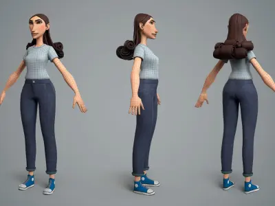 Cartoon female character Livia base mesh Low-poly 3D model