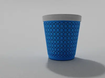 Blue Laundry basket With and Without Bag Free 3D model