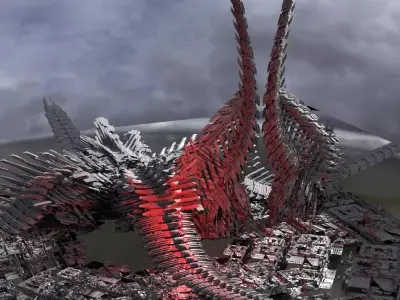 6 Dragon Tower Sci fi bone designs 3D model