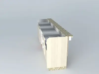 Kit bar counter with shelves and drawers Free 3D model