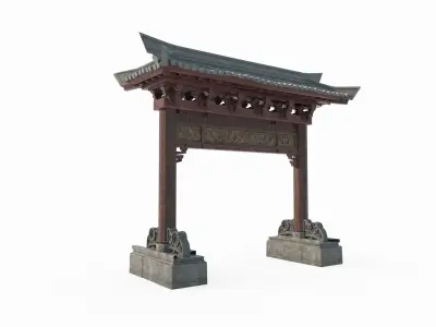 Asian Ancient Architecture Gate 3D model