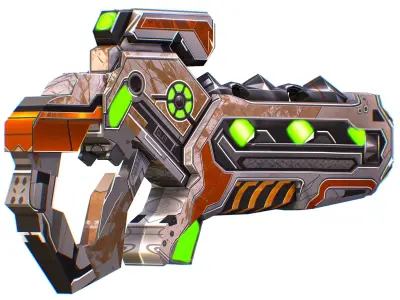 Assault rifle of the future weapon gun Nuff barrel blaster laser Low-poly 3D model