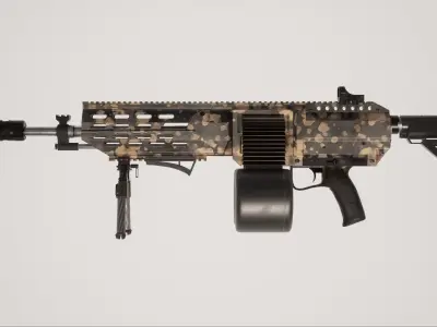 Machine Gun 2 Used Low-poly 3D model