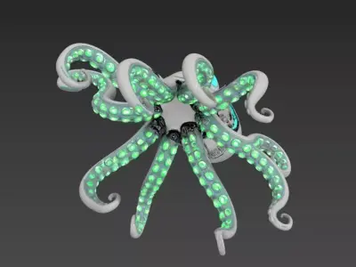 Cybernetic Mecha Octopus - Sci-Fi Sea Creature 3D model