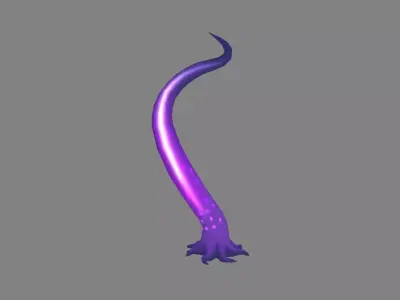 Cartoon Purple Tentacle - Sea monster Low-poly 3D model
