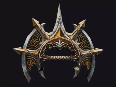 Cross Shuriken War Fan Cutting Asian Edged Weapon Low-poly 3D model