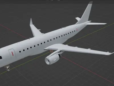 Embraer ERJ175 Long Range Low Poly Static Aircraft  Low-poly 3D model