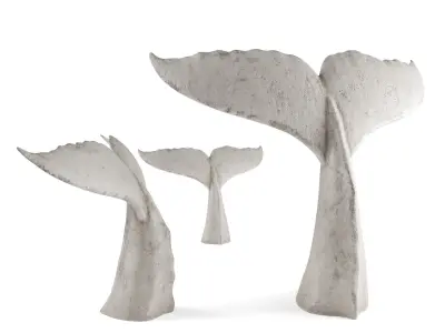 Whale tail sculpture Low-poly 3D model
