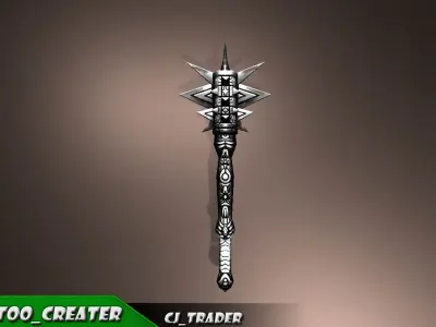 Fantasy Magic Stick Low poly Mace 3D Model Low-poly 3D model