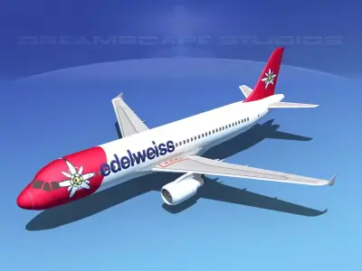 Airbus A320 LP Edelweiss  Low-poly 3D model