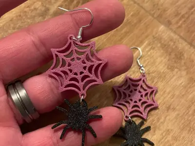 Spider Web Dangle Earrings STL Free 3D print model