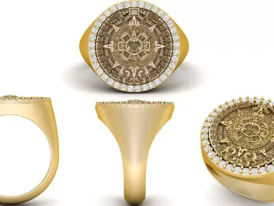 Diamond Mayan Calendar Ring 3D print model