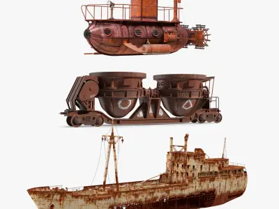 Rusty Vehicles Collection 3D model