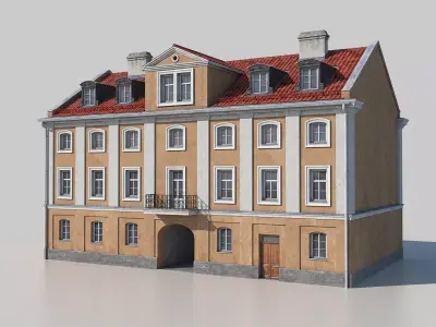 Classic building facade 02 Low-poly 3D model