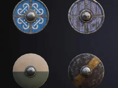 Medieval Shield Pack Low-poly 3D model