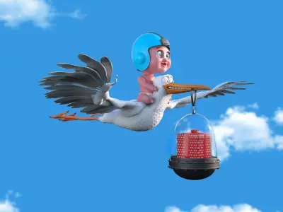 Cartoon Stork 3D model 3D model