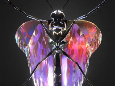 Batterfly Purple Low Polygon Art Insect Low-poly 3D model