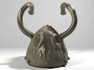 Ancient Combat Helmet - Celtic Horn 3D model