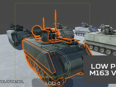 Low Poly M163 VADS Low-poly 3D model