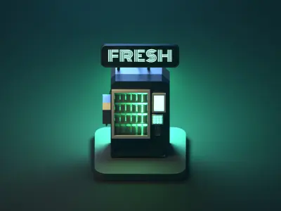 A Stylized Cyberpunk Vending Machine Free low-poly 3D model