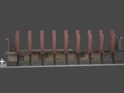 THE CAR AND THE BUILDING Free low-poly 3D model