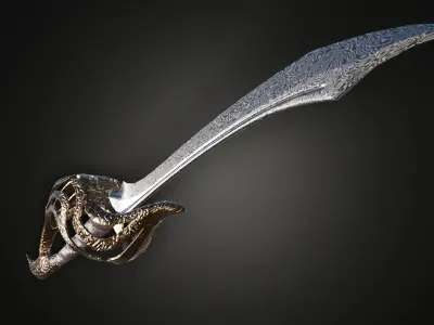 Falchion sword Free low-poly 3D model