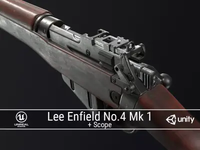PBR Lee Enfield No 4 Mk 1 Low-poly 3D model