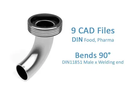 Hygienic Bends 90 degrees - DIN11851 Female x Welding end Free 3D model