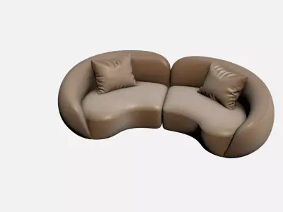 Luxury Curved Sofa Organic Designer Furniture Textures Included Free 3D model 3