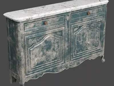 Old painted table Free 3D model