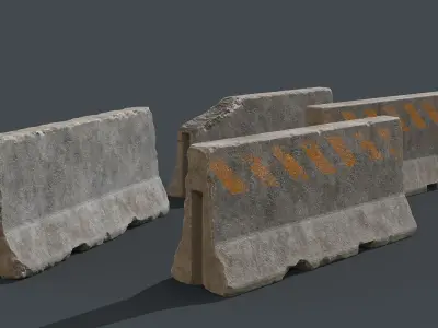 Jersey Concrete Road Barriers  Low-poly 3D model
