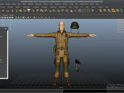 cartoon WW2 Character - Lieutenant 3D model