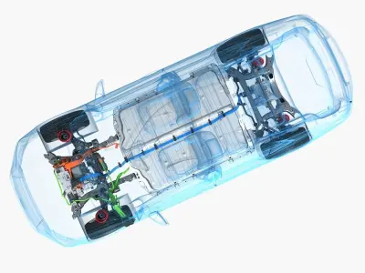 Electric Car Chassis X-Ray 3D model