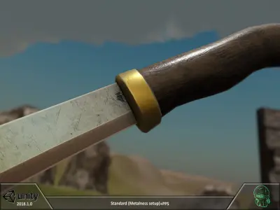Knife with wooden handle Free low-poly 3D model