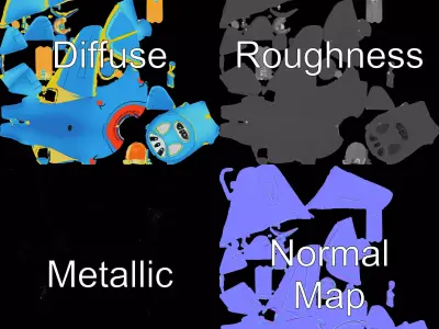 Cheerful Blue Plane model pack Low-poly 3D model