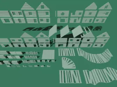 Old village kitbash 3D model