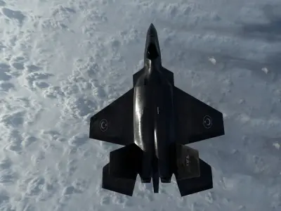 Warplane fighter jet flying in sky Low-poly 3D model