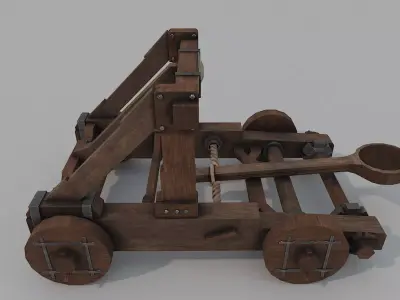 Catapult wooden Low-poly 3D model