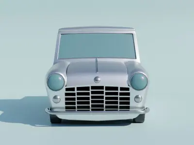 white pickup truck cartoon Free 3D model