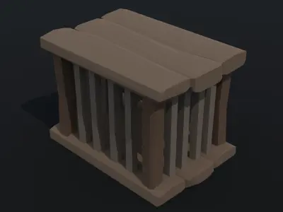 Cartoon medieval cage Polygonal Style Low-poly 3D model