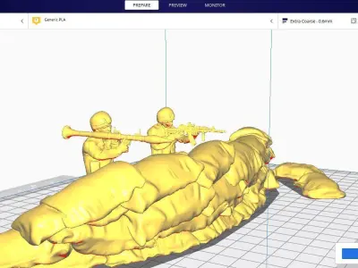 Soldier and trench for print 3D print model