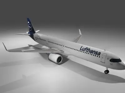Lufthansa Airbus a321neo 3d model  Low-poly 3D model