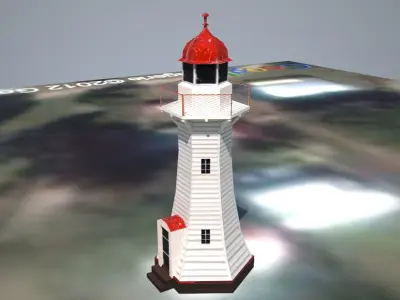 The Old Burnett Heads Lighthouse Low poly 3D model