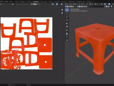 Vietnamese Plastic Chair - Street Food Prop PBR Low-Poly Free low-poly 3D model