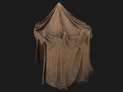 Cylindrical Tent Market Stall Old Low-poly 3D model