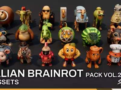 Italian Brainrot Pack VOL2 Low-poly 3D model