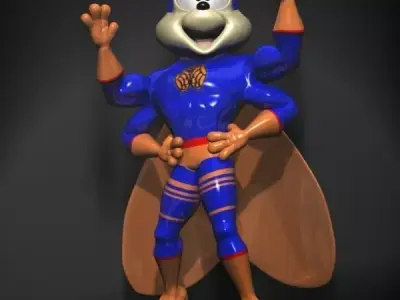 Supercigale Cartoon Character Rigged Low-poly 3D model