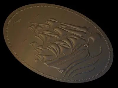 Sailboat Suitable for embossing Hot Foil Technique 3D model